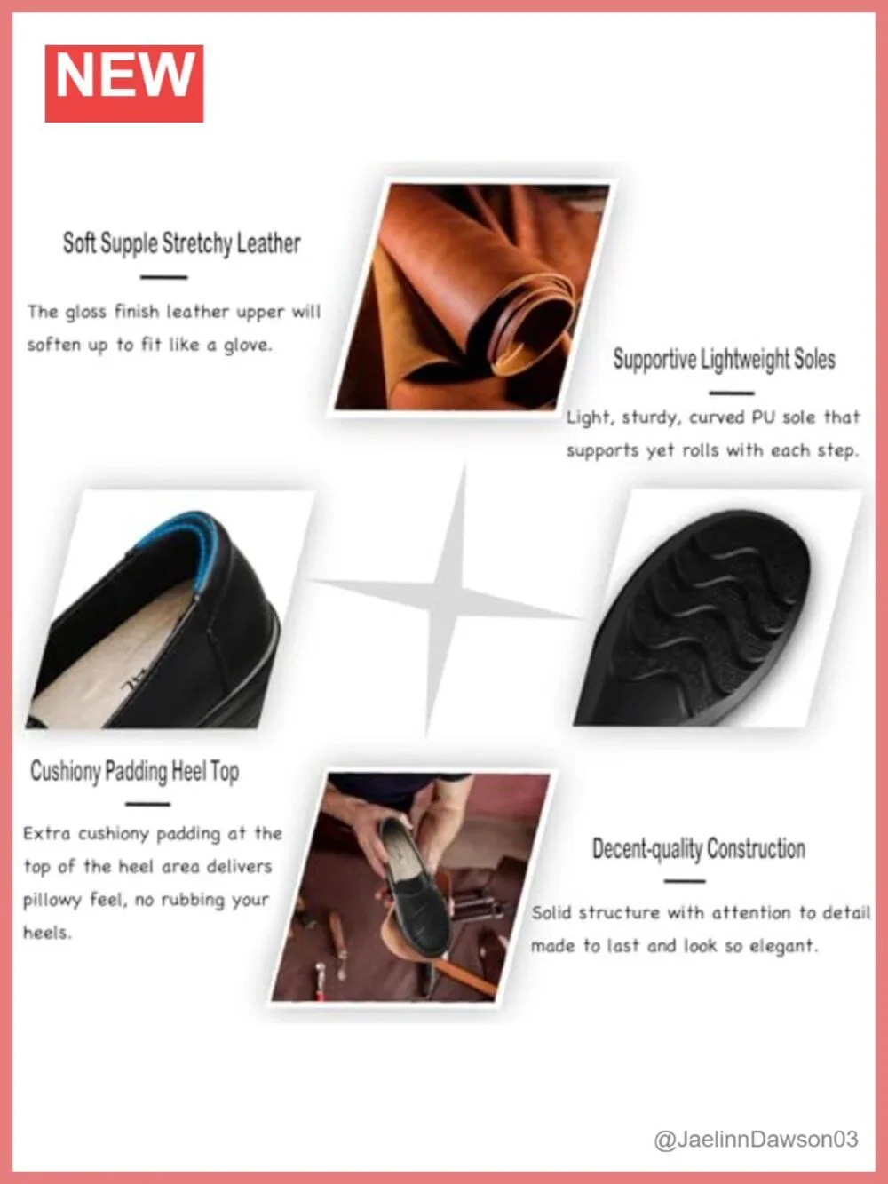 Women's Leather Loafers Slip-Ons Comfortable Work Shoes